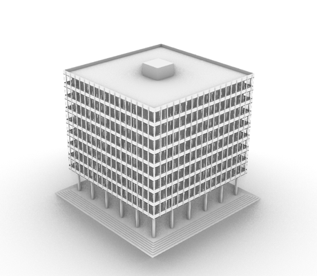 3d brutalista stile edificio casa modello studia scala progetto decorazione 3d print model - Mito3D