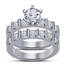 3d cad design wedding bridal ring set jewelry model stl engagement 3d print model - Mito3D