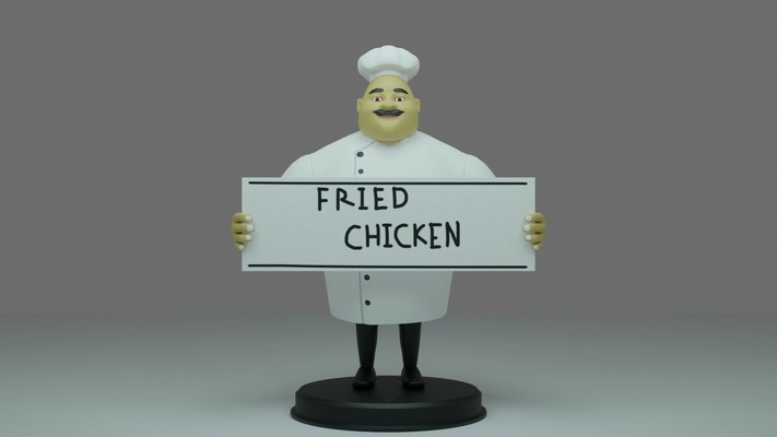 3d cocinero personaje mesa etiqueta soporte juguete estante comida hotel deco 3d print model - Mito3D
