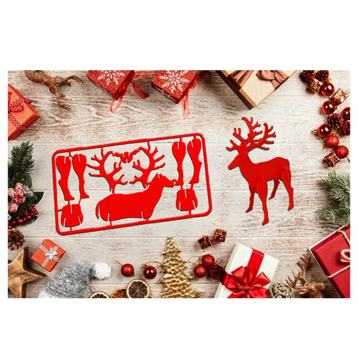 3d Weihnachten Karte Kit Rentier Geschenk Spaß Spielzeug Schlitten Santa Hirsch 3D print model - Mito3D