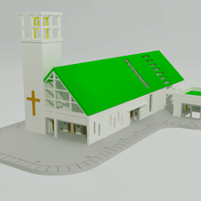 3d Kilisesi n ölçek mimarlık elektrikli trenler kilise bina 3d print model - Mito3D