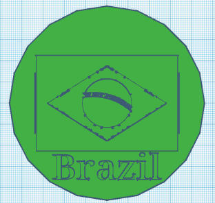 3d bardak altlığı Brezilya bayrak merkez süsü 3d print model - Mito3D