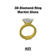 3d diamante anillo martini vaso 3d print model - Mito3D