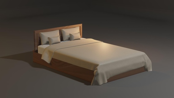 3d doppelt Bett Zimmer Schlafzimmer Schlafsaal nordisch Kissen 3d print model - Mito3D