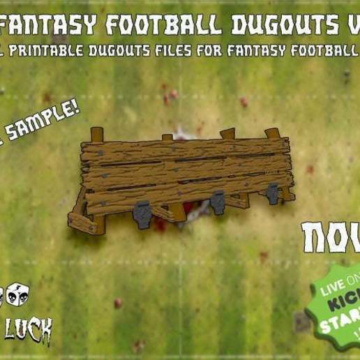 3d Fantasie Fußball Unterstand 1 Kickstarter Plakatwand Stichprobe 28mm 28mmscale Miniaturen 32mm 3dmodel 3dprintable Drucken 40k Terrain Kriegshammer 40mm Amazonas Mannschaft Tablett 3D print model - Mito3D