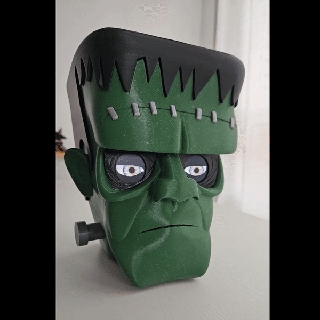 3d Frankenstein cabeça animado olhos Bruxas halloweenxcults esp32 decoração monstro tecnologia oled 3d print model - Mito3D