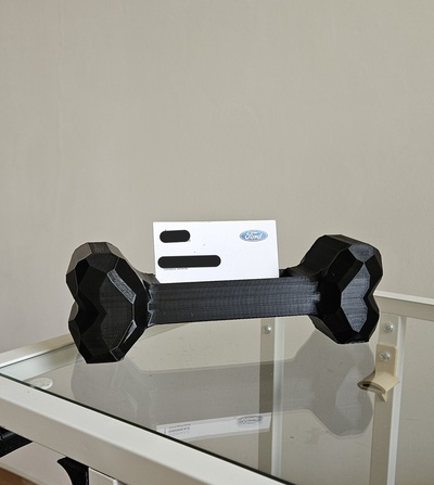 3d geometrico bone shaped attività commerciale carta in piedi gadget affari titolare supporto scrivania ufficio bagnato animale domestico osso divertente 3d print model - Mito3D