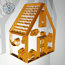 3d halloween house - cookie cutter fondant gadget wall roof number bat window rats door big pumpkin small latern spider ghost stone hollow brick filled cute baking clay pastry birthday party 3d print model - Mito3D