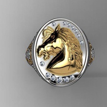 Testa 3d-cavalli-anello con castone gioielli anello 3d print model - Mito3D