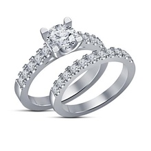 3d de la joyería archivo cad boda nupcial conjunto anillo modelo stl del bodas Modelo compromiso 3d print model - Mito3D