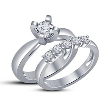 3d gioielli di file cad wedding bridal set anelli modello stl anello nozze Modello fidanzamento 3d print model - Mito3D