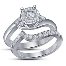 3d de la joyería archivo cad boda nupcial conjunto anillo modelo stl del bodas Modelo compromiso 3d print model - Mito3D