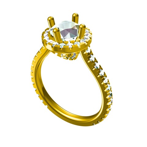 3d gioielli modello cad design classico solitario accenti anello stl di nozze Modello fidanzamento 3D print model - Mito3D