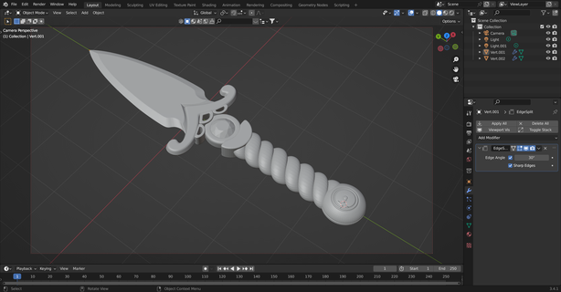 3d kinfe knife medieval tool tools 3d print model - Mito3D