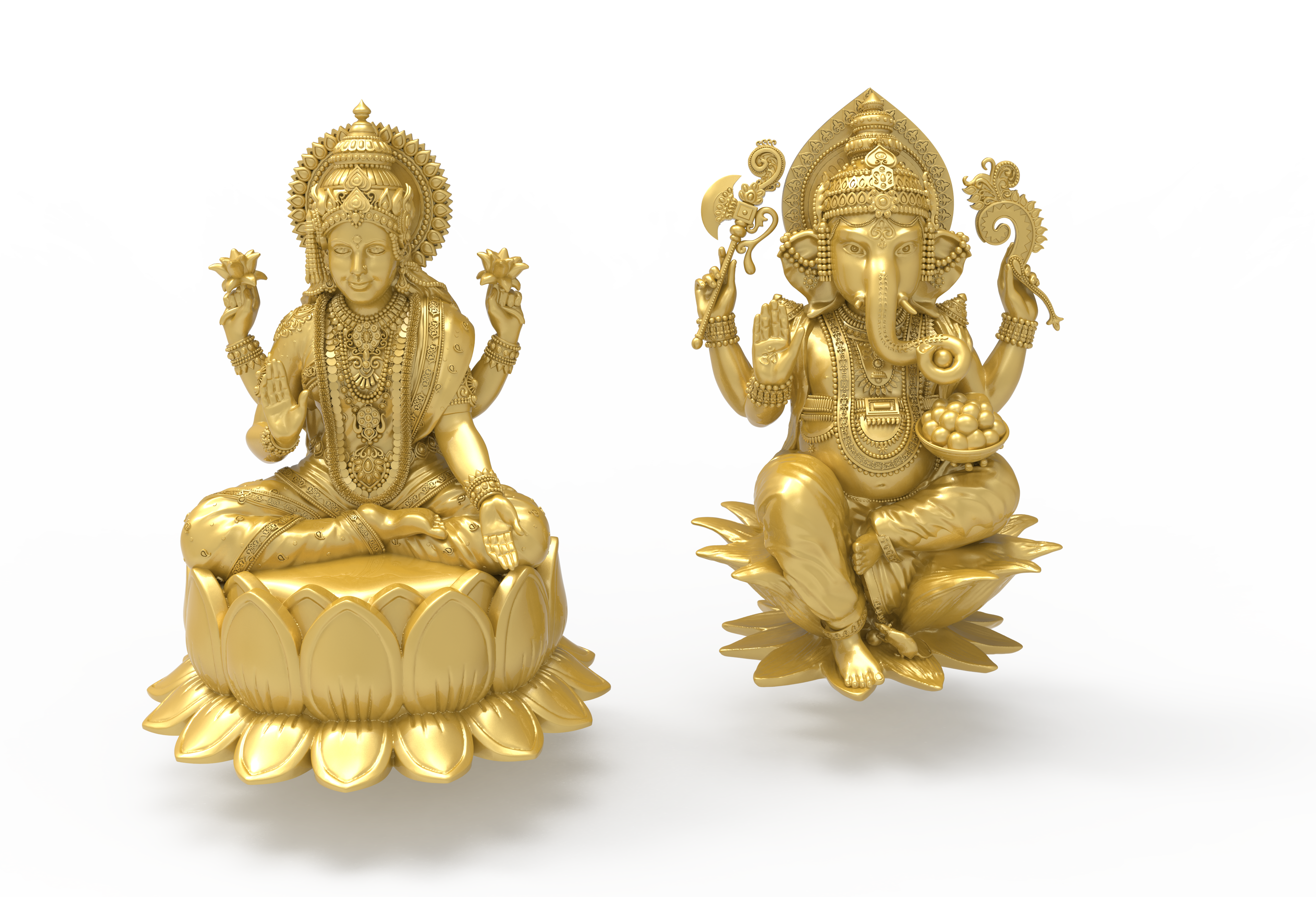 3d lakshmi ganesha sets 002 laxmi impostato file cad stl gioielleria ciondoli 3D print model - Mito3D