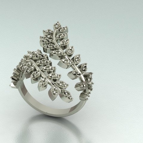 3d foglia anello gioielli diamante oro 3D print model - Mito3D