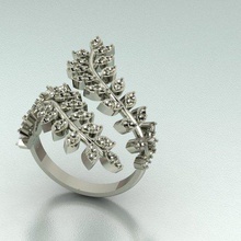 3d de la hoja anillo joyería el diamante oro 3d print model - Mito3D