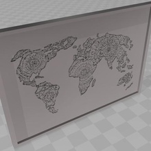 3d harita dünya handdrawn resim çerçeveleri ev gadget iç sanat obraz mimarlık haritası duvar zentangle 3d print model - Mito3D