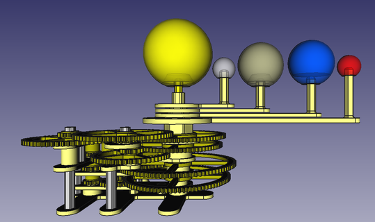 3d mekanik gezegen dişli planetaryum güneş sistemi astronomi 3d print model - Mito3D