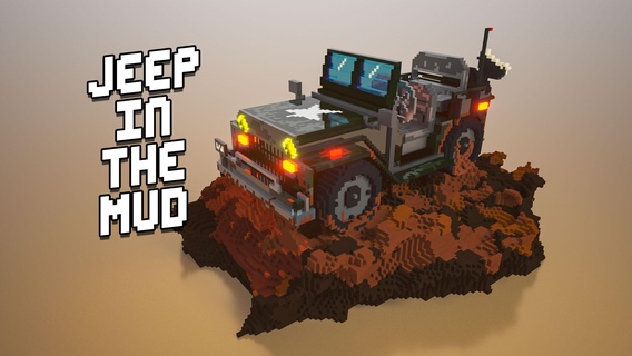 3d militare jeep fango voxel arte isometrico 3drender render illustrazione fantasia voxelart pixel pixelart gioco risorsa unità irreale poli camera interni edificio Vintage veicolom esercito 3d print model - Mito3D