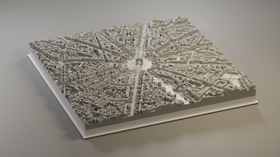3d modelo arco triunfo Paris cidade miniatura arte paisagem urbana 3d print model - Mito3D
