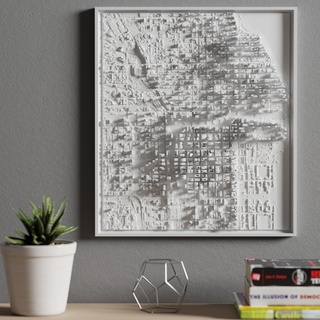 3d modelo chicago Estados Unidos ciudad miniatura Arte paisaje urbano mapa decoración hogar casa 3d print model - Mito3D
