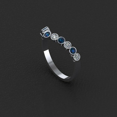 3d model of ring sapphire diamond 3dmodel gold jewelry method gift digitalfile printable 3d print model - Mito3D