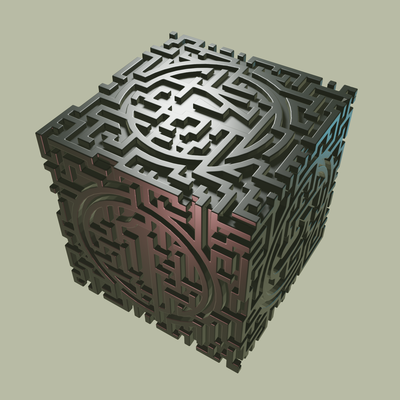 3d modello stl file cubo labirint 2 cnc legna 3d print model - Mito3D