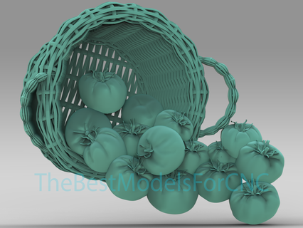 3d model stl file cnc router laser & printer basket tomatoes Art basketball fruit 3d print model - Mito3D