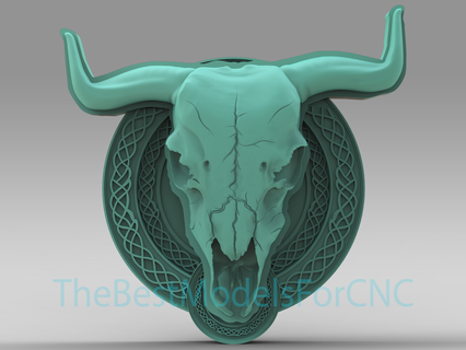 3d model stl file cnc router laser & printer celtic cow skull Art 3d print model - Mito3D