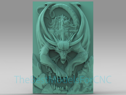 3d model stl file cnc router laser & printer dragon skull Art cave 3d print model - Mito3D