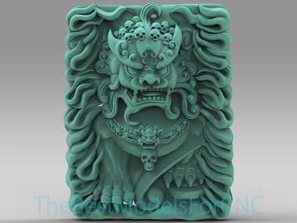 3d model stl file cnc router laser & printer foo dogs guardian lion 3d print model - Mito3D