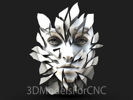 3d modelo stl Arquivo cnc roteador laser impressora vidro cara arte cabeça mulher senhora menina 3d print model - Mito3D