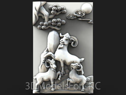 3d model stl file cnc router laser & printer goats Art animals goat mountain 3d print model - Mito3D