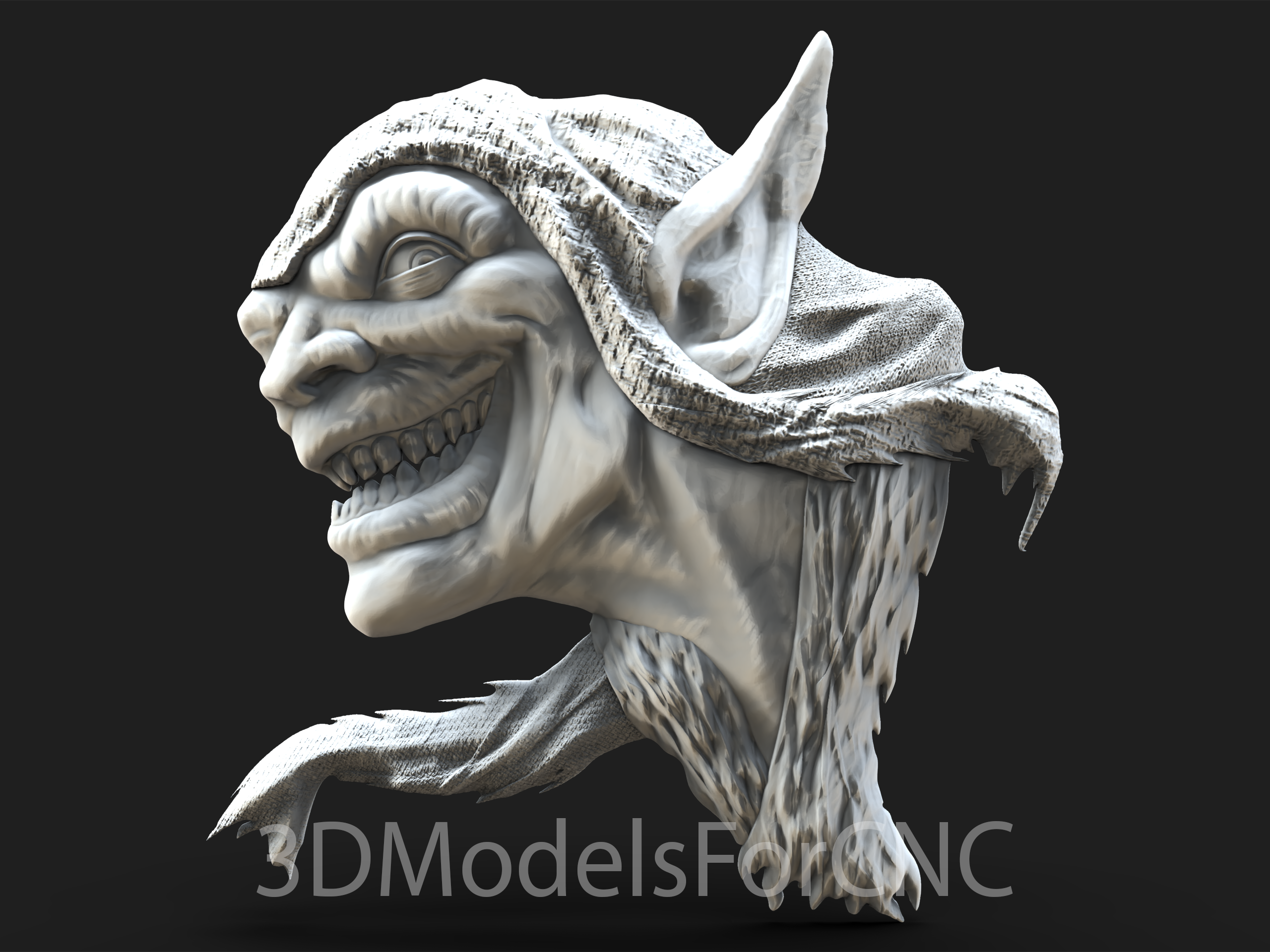 3d model stl file cnc router laser & printer goblin Art male monster 3D print model - Mito3D