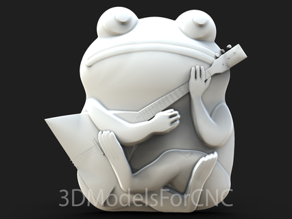3d modèle stl fichier cnc routeur laser imprimante guitariste grenouille art animal 3d print model - Mito3D