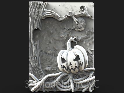 3d model stl file cnc router laser & 3d printer halloween 1 Art halloween model pumpkin horror monster  3d print model - Mito3D