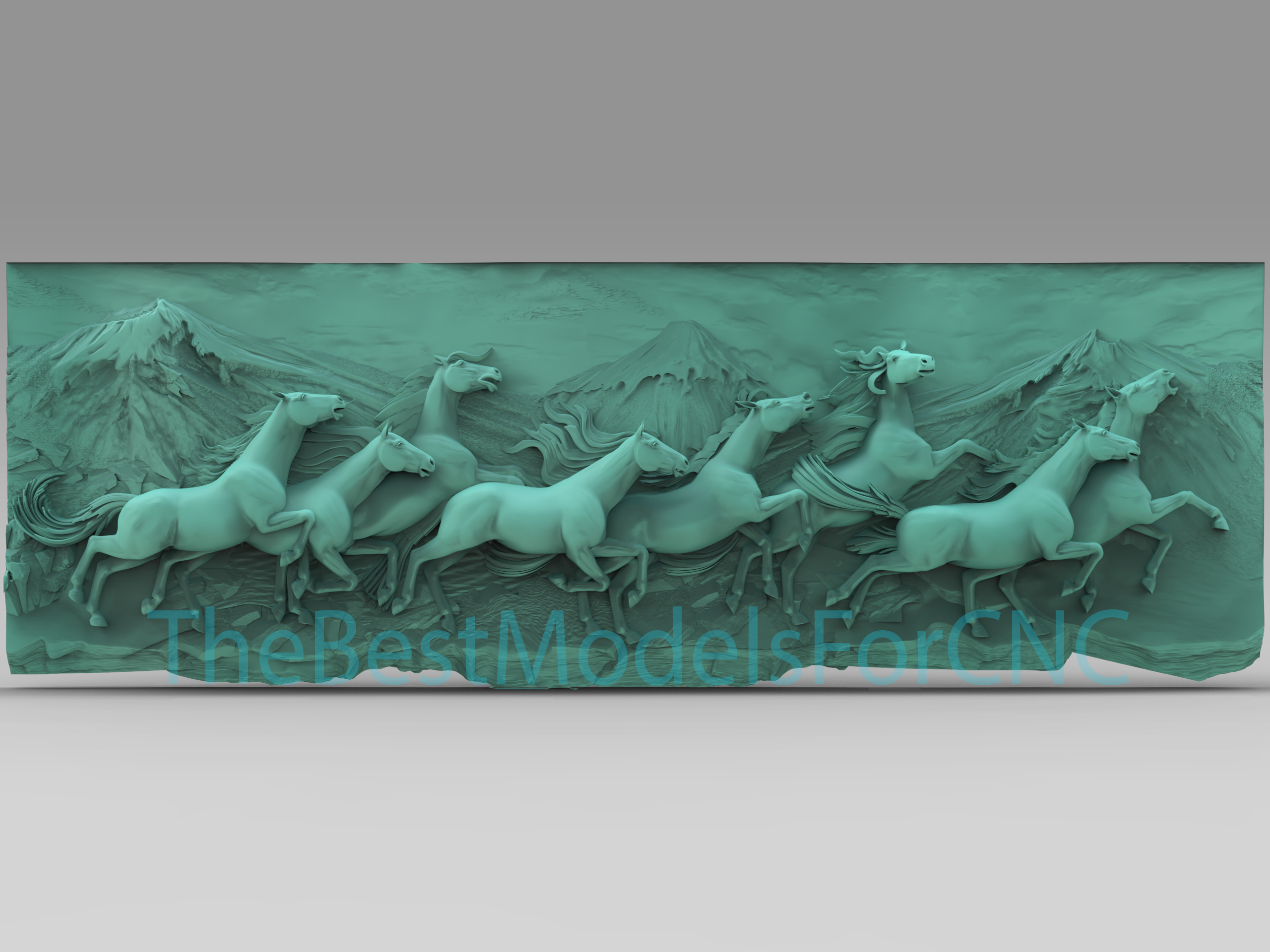 3d model stl file cnc router laser & printer horses running mountains horse 3D print model - Mito3D