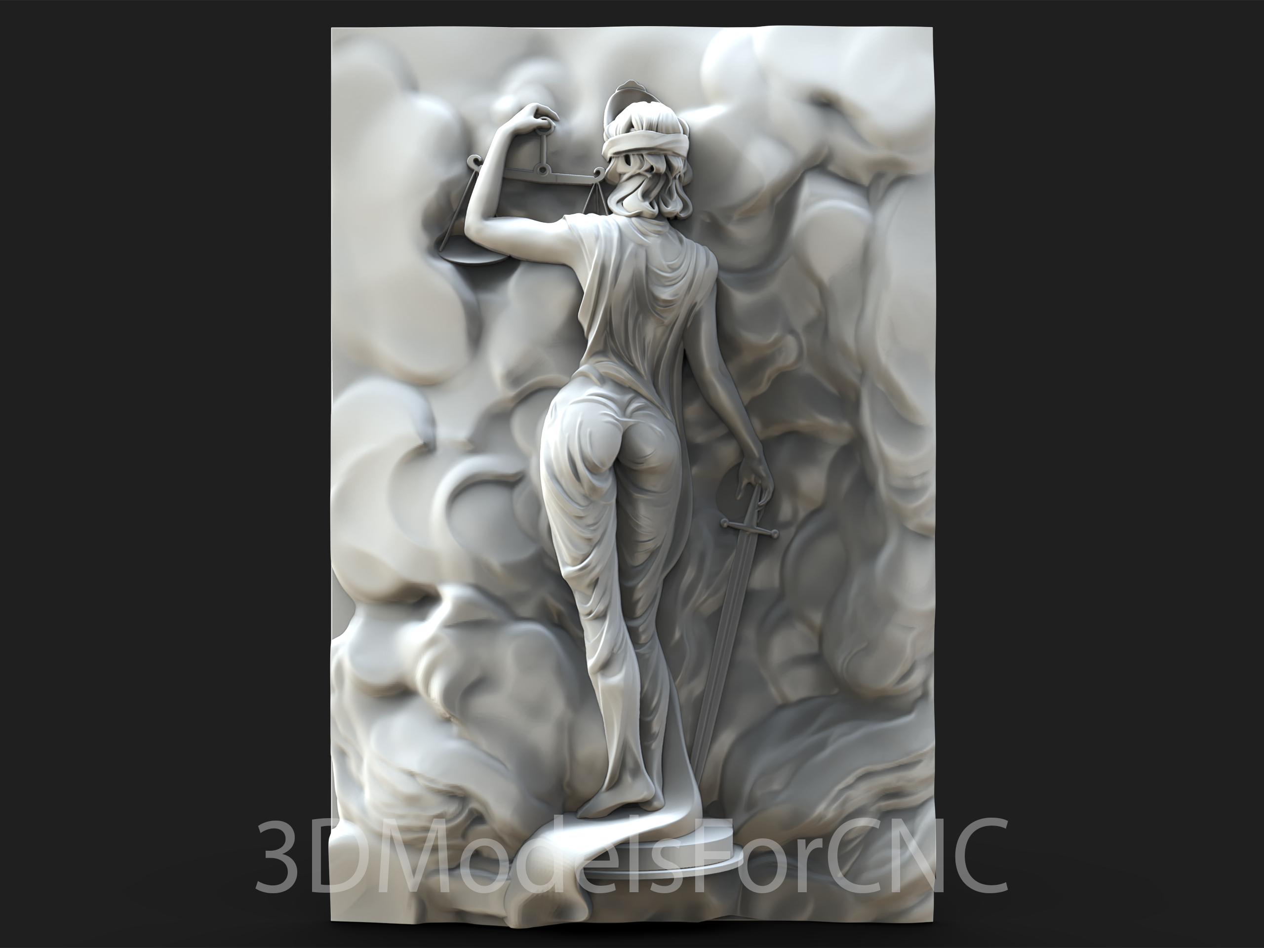 3d model stl dosya cnc yönlendirici lazer yazıcı Hanım adalet Kadın kılıç denge gözü bağlı 3D print model - Mito3D