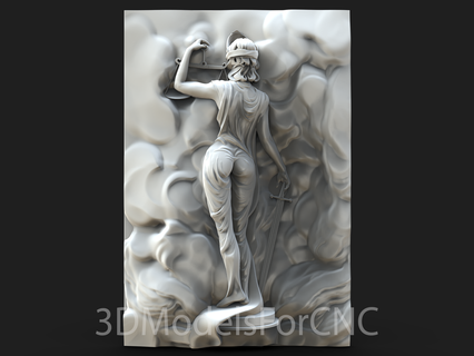3d modèle stl fichier cnc routeur laser 3d imprimante Dame Justice Dame Justice modèle femme épée équilibre yeux bandés 3d print model - Mito3D