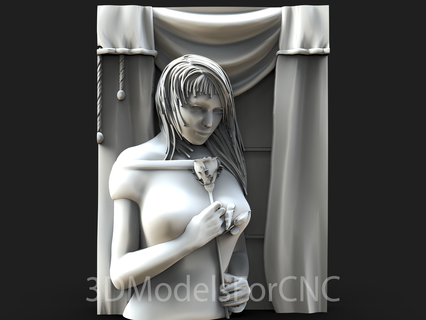 3d model stl file cnc router laser & printer lady rose curtains 3d print model - Mito3D