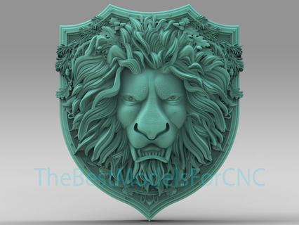 3d model stl file cnc router laser & printer lion head shield Art 3d print model - Mito3D