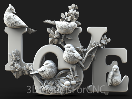3d model stl file cnc router laser & printer love birds animals couple family union 3d print model - Mito3D