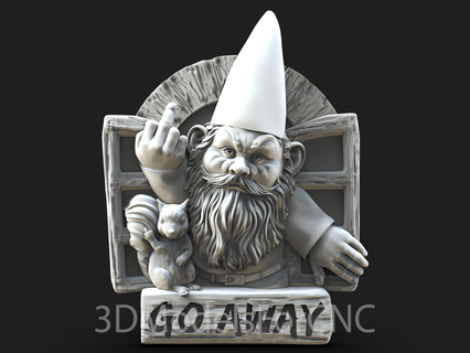 3d model stl file cnc router laser & printer mad gnome 2 angry sign squirrel go away middle finger windows 3d print model - Mito3D