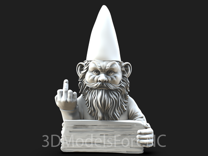 3d model stl file cnc router laser & printer mad gnome 3 angry sign middle finder 3d print model - Mito3D