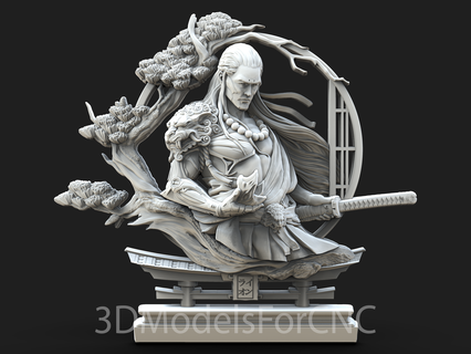 3d model stl file cnc router laser & printer male samurai warrior armor bonsai katana man mask uniform 3d print model - Mito3D