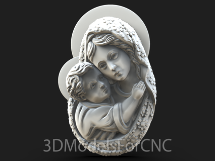 3d model stl file cnc router laser & printer mary baby jesus family love religious christ mother 3d print model - Mito3D