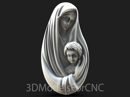 3d modello stl file cnc router laser stampante Maria Gesù bambino famiglia Cristo amore madre religioso 3d print model - Mito3D