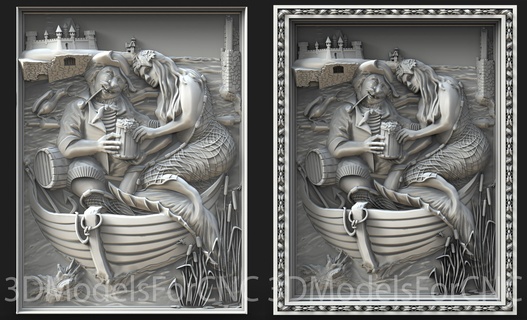 3d model stl file cnc router laser & printer mermaid 2 pack woman anchor drinking beer ocean boat fish seagull castle house dragon-fly barrel 3d print model - Mito3D
