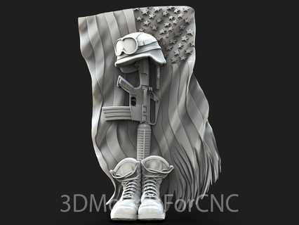 3d model stl file cnc router laser & printer military gear usa flag patriotic heroes patriot soldiers gun boots helmet goggles equipment 3d print model - Mito3D